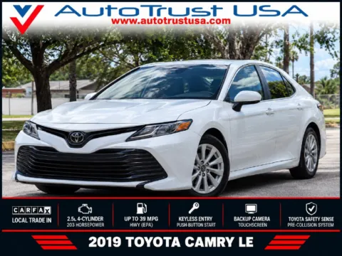 White 2019 Toyota Camry LE for sale in Miramar, FL
