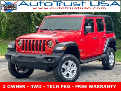 Red 2018 Jeep Wrangler Unlimited Sport S for sale in Miramar, FL