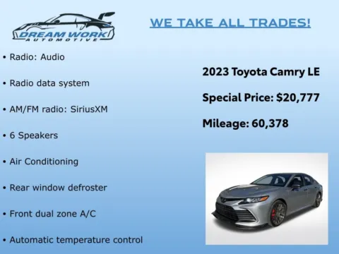 Photos of 2023 Toyota Camry LE for sale in Charlotte, NC at Dream Work Automotive