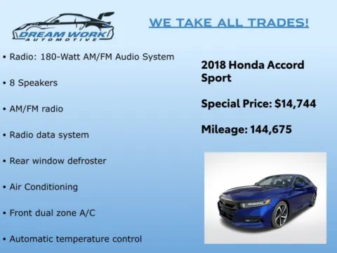 Photos of 2018 Honda Accord Sport for sale in Charlotte, NC at Dream Work Automotive