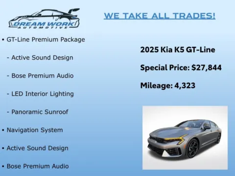 Photos of 2025 Kia K5 GT-Line for sale in Charlotte, NC at Dream Work Automotive