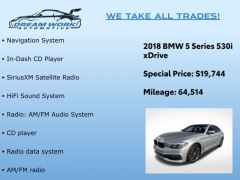 Photos of 2018 BMW 5 Series 530i xDrive for sale in Charlotte, NC at Dream Work Automotive
