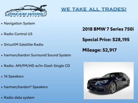 Photos of 2018 BMW 7 Series 750i for sale in Charlotte, NC at Dream Work Automotive