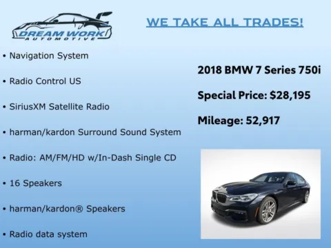 Photos of 2018 BMW 7 Series 750i for sale in Charlotte, NC at Dream Work Automotive