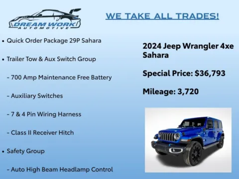 Photos of 2024 Jeep Wrangler Sahara 4xe for sale in Charlotte, NC at Dream Work Automotive
