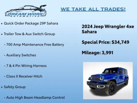 Photos of 2024 Jeep Wrangler Sahara 4xe for sale in Charlotte, NC at Dream Work Automotive