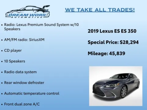 Photos of 2019 Lexus ES 350 for sale in Charlotte, NC at Dream Work Automotive