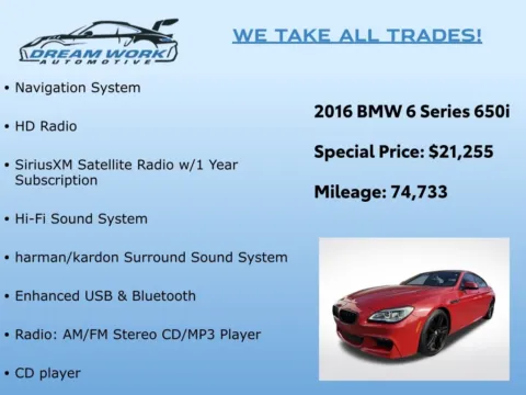 Photos of 2016 BMW 6 Series 650i Gran Coupe for sale in Charlotte, NC at Dream Work Automotive