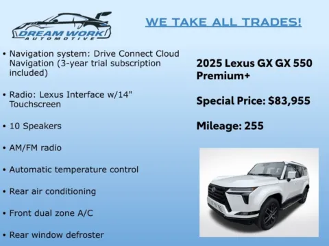 Photos of 2025 Lexus GX 550 Premium+ for sale in Charlotte, NC at Dream Work Automotive