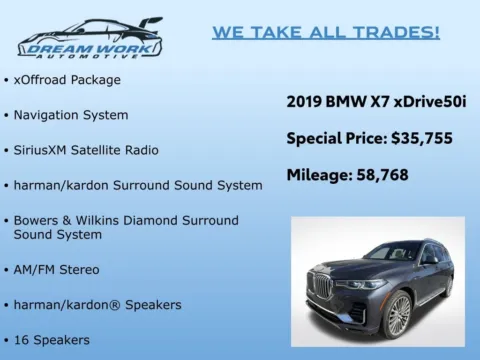 Photos of 2019 BMW X7 xDrive50i for sale in Charlotte, NC at Dream Work Automotive