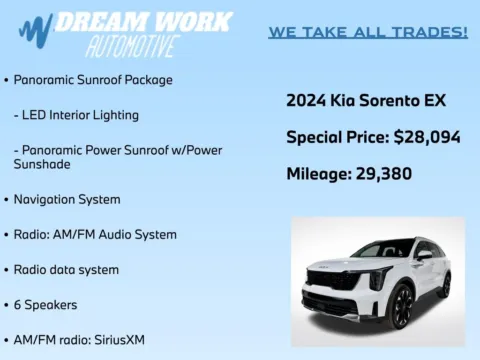 Photos of 2024 Kia Sorento EX for sale in Charlotte, NC at Dream Work Automotive