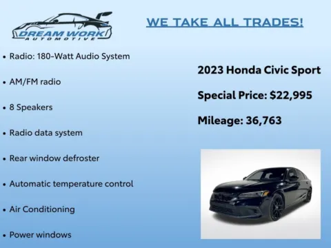 Photos of 2023 Honda Civic Sport for sale in Charlotte, NC at Dream Work Automotive