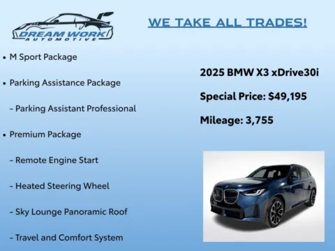 Photos of 2025 BMW X3 30 xDrive for sale in Charlotte, NC at Dream Work Automotive