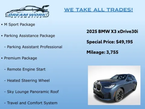 Photos of 2025 BMW X3 30 xDrive for sale in Charlotte, NC at Dream Work Automotive