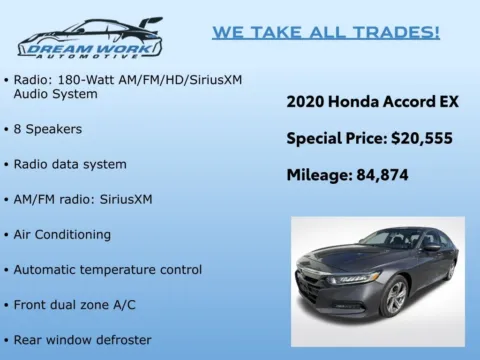 Photos of 2020 Honda Accord EX for sale in Charlotte, NC at Dream Work Automotive
