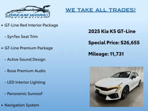 Photos of 2025 Kia K5 GT-Line for sale in Charlotte, NC at Dream Work Automotive
