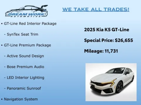 Photos of 2025 Kia K5 GT-Line for sale in Charlotte, NC at Dream Work Automotive