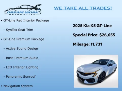 Photos of 2025 Kia K5 GT-Line for sale in Charlotte, NC at Dream Work Automotive