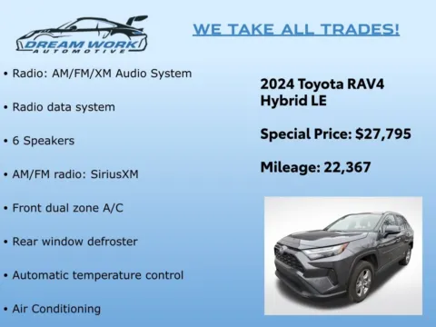 Photos of 2024 Toyota RAV4 Hybrid LE for sale in Charlotte, NC at Dream Work Automotive