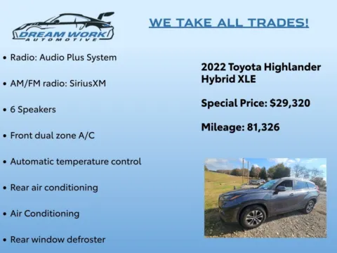 Photos of 2022 Toyota Highlander Hybrid XLE for sale in Charlotte, NC at Dream Work Automotive