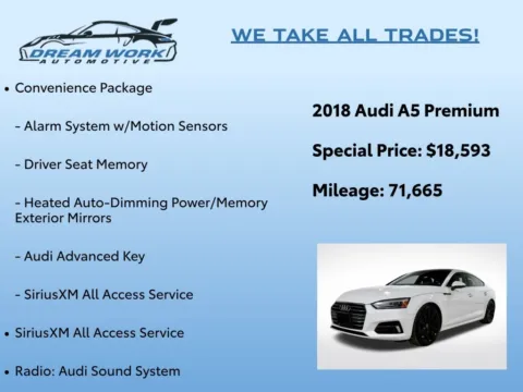 Photos of 2018 Audi A5 2.0T Premium for sale in Charlotte, NC at Dream Work Automotive