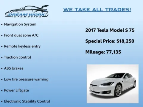 Photos of 2017 Tesla Model S 75 for sale in Charlotte, NC at Dream Work Automotive
