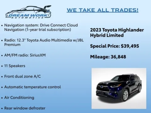 Photos of 2023 Toyota Highlander Hybrid Limited for sale in Charlotte, NC at Dream Work Automotive