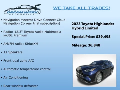 Photos of 2023 Toyota Highlander Hybrid Limited for sale in Charlotte, NC at Dream Work Automotive
