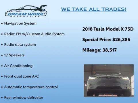 Photos of 2018 Tesla Model X 75D for sale in Charlotte, NC at Dream Work Automotive