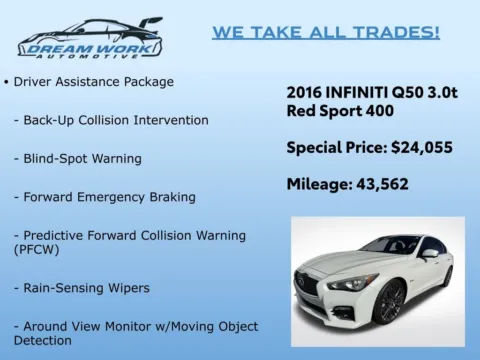 Photos of 2016 INFINITI Q50 Red Sport 400 for sale in Charlotte, NC at Dream Work Automotive
