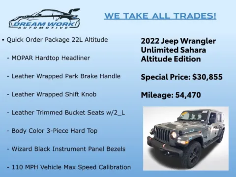 Photos of 2022 Jeep Wrangler Unlimited Sahara Altitude for sale in Charlotte, NC at Dream Work Automotive