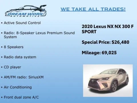 Photos of 2020 Lexus NX 300 F Sport for sale in Charlotte, NC at Dream Work Automotive