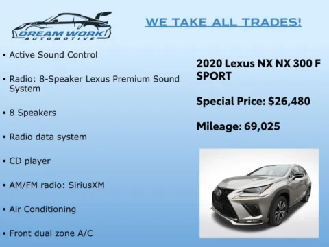 Photos of 2020 Lexus NX 300 F Sport for sale in Charlotte, NC at Dream Work Automotive