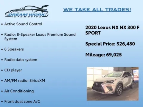 Photos of 2020 Lexus NX 300 F Sport for sale in Charlotte, NC at Dream Work Automotive