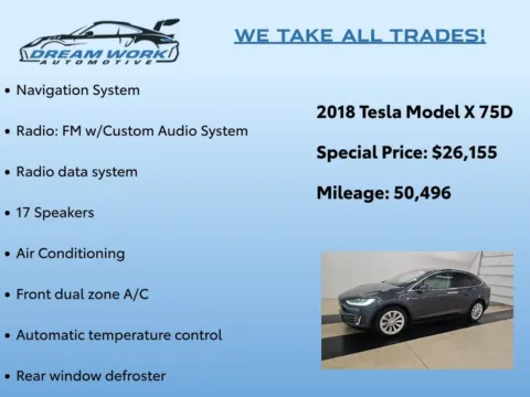 Photos of 2018 Tesla Model X 75D for sale in Charlotte, NC at Dream Work Automotive