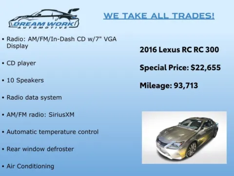 Photos of 2016 Lexus RC 300 for sale in Charlotte, NC at Dream Work Automotive