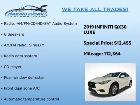 Photos of 2019 INFINITI QX30 LUXE for sale in Charlotte, NC at Dream Work Automotive