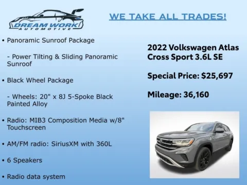 Photos of 2022 Volkswagen Atlas Cross Sport 3.6L V6 SE w/Technology for sale in Charlotte, NC at Dream Work Automotive