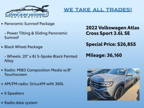 Photos of 2022 Volkswagen Atlas Cross Sport 3.6L V6 SE w/Technology for sale in Charlotte, NC at Dream Work Automotive