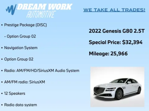 Photos of 2022 Genesis G80 2.5T for sale in Charlotte, NC at Dream Work Automotive
