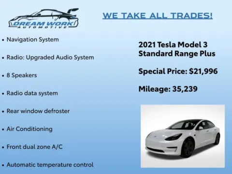 Photos of 2021 Tesla Model 3 Standard Range Plus for sale in Charlotte, NC at Dream Work Automotive