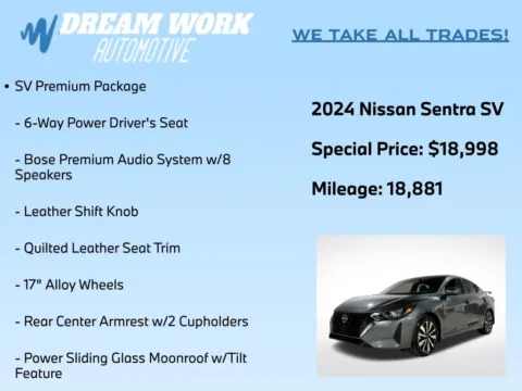 Photos of 2024 Nissan Sentra SV for sale in Charlotte, NC at Dream Work Automotive