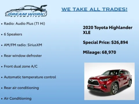 Photos of 2020 Toyota Highlander XLE for sale in Charlotte, NC at Dream Work Automotive