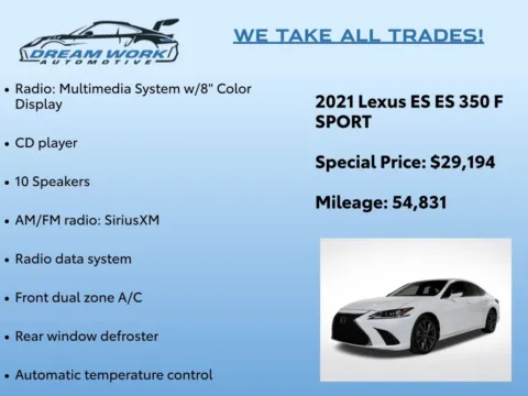 Photos of 2021 Lexus ES 350 F Sport for sale in Charlotte, NC at Dream Work Automotive