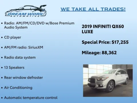 Photos of 2019 INFINITI QX60 LUXE for sale in Charlotte, NC at Dream Work Automotive