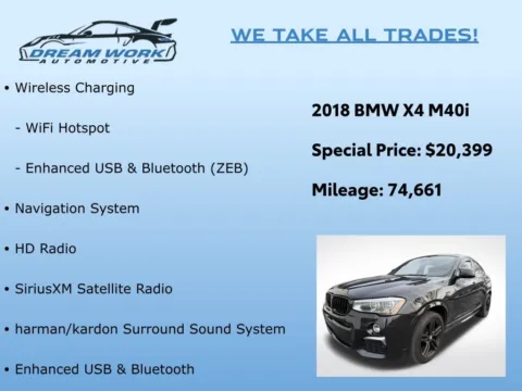 Photos of 2018 BMW X4 M40i for sale in Charlotte, NC at Dream Work Automotive
