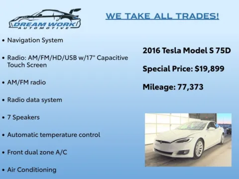 Photos of 2016 Tesla Model S 75D for sale in Charlotte, NC at Dream Work Automotive