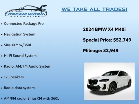 Photos of 2024 BMW X4 M40i for sale in Charlotte, NC at Dream Work Automotive