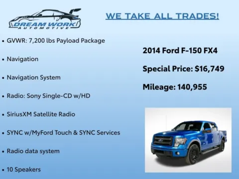 Photos of 2014 Ford F-150 FX4 for sale in Charlotte, NC at Dream Work Automotive