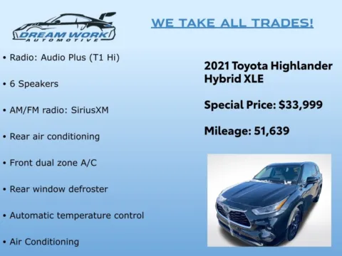 Photos of 2021 Toyota Highlander Hybrid XLE for sale in Charlotte, NC at Dream Work Automotive